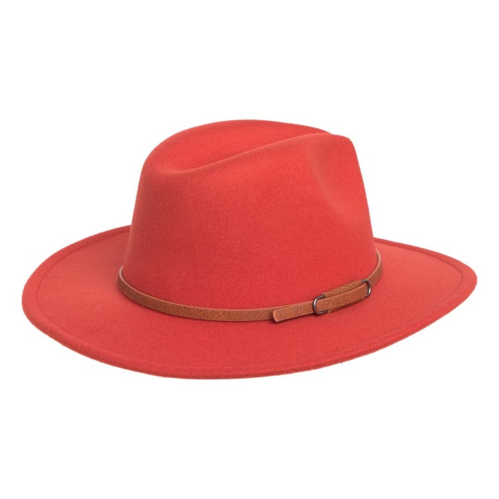 Nine West Felt & Vegan Leather Trim Fedora In Red Rust Nwt
